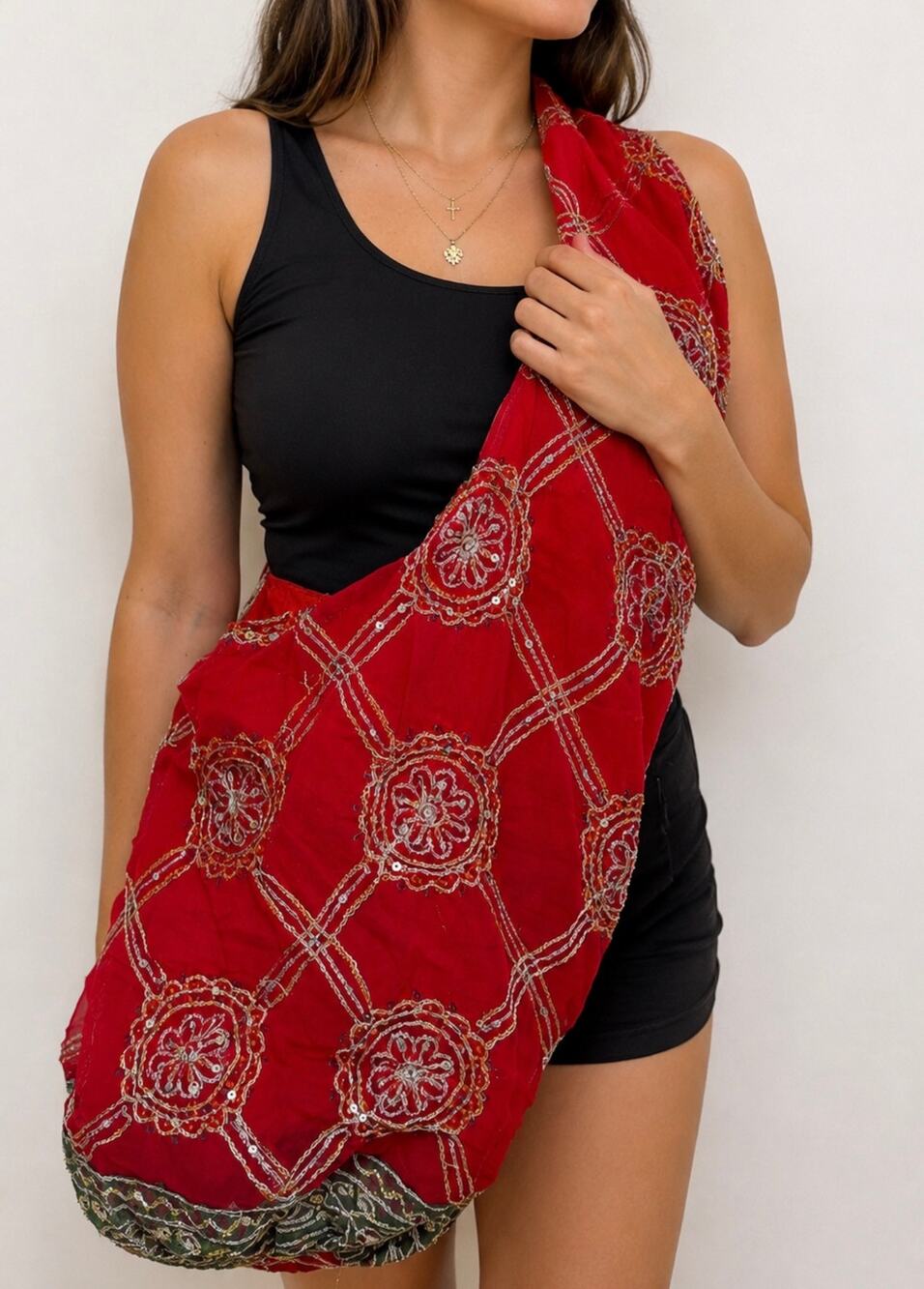 Handcrafted Embellished Hobo Shoulder Bag